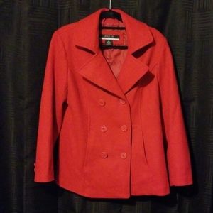 Vintage Woman's Leslie Fay Red Wool Coat Sz 8